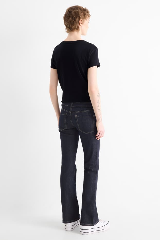 Dames - Bootcut jeans - low waist - jeansdonkerblauw