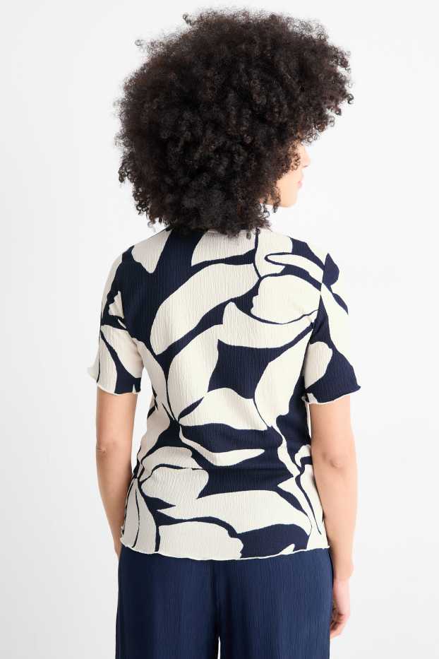 Women - T-shirt - regular fit - floral - dark blue / creme white