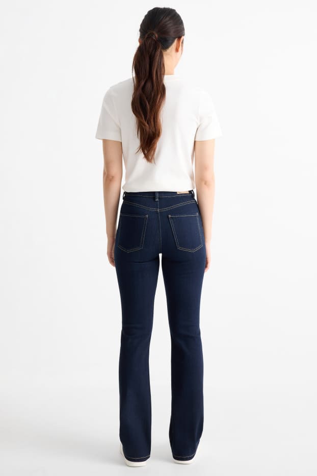Damen - Bootcut Jeans - High Waist - dunkeljeansblau