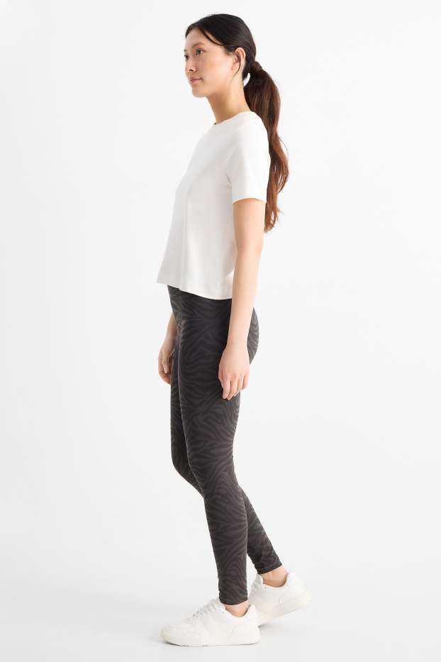 Damen - Leggings - gemustert - schwarz