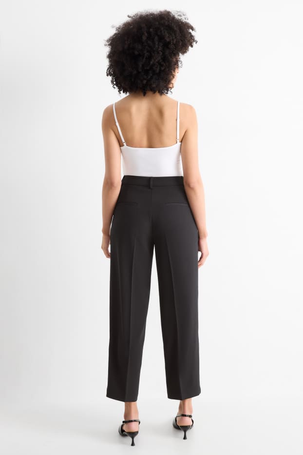 Femmes - Pantalon de toile - high waist - straight leg - noir