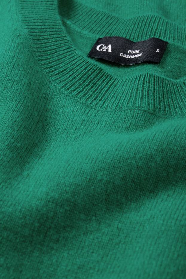 Femmes - Pull en maille en cachemire - manches courtes - vert