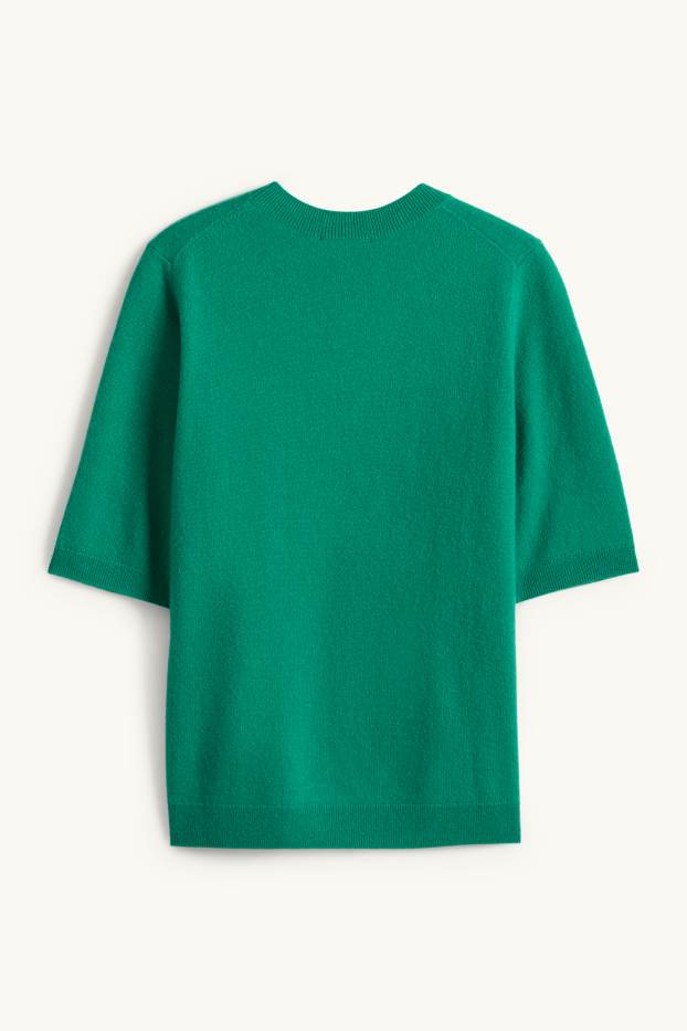 Femmes - Pull en maille en cachemire - manches courtes - vert