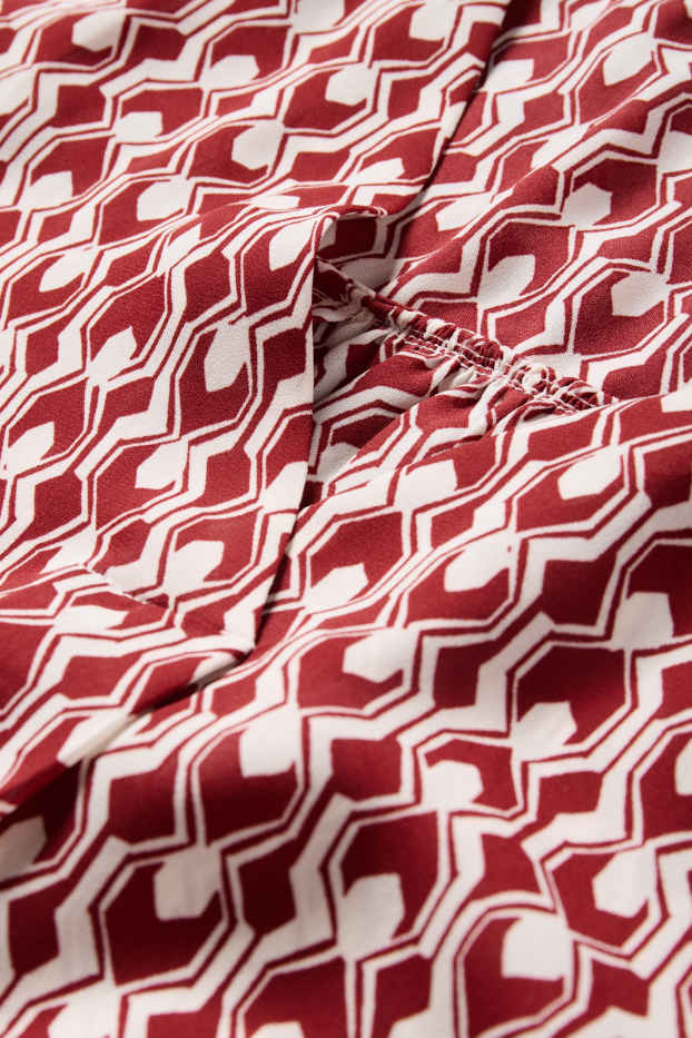 Femmes - Chemisier avec encolure en V - à motif - rouge foncé