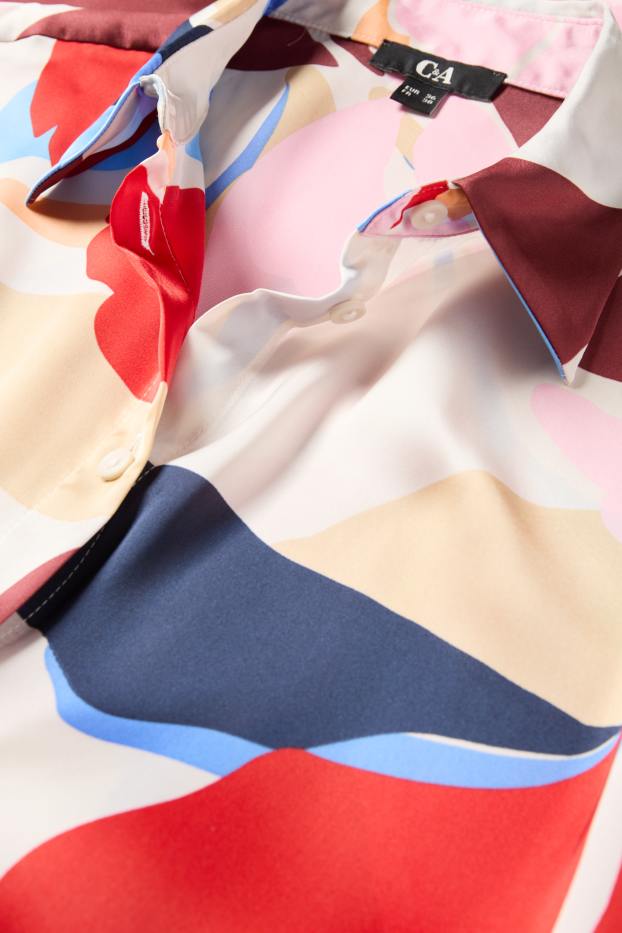Donna - Camicia di raso - fantasia - colorato