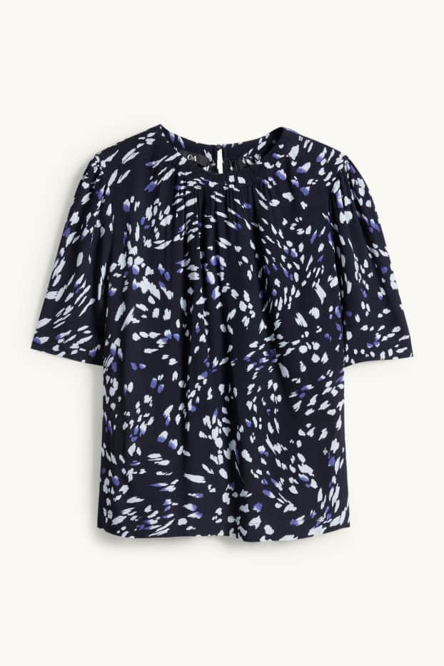 Damen - Bluse - gemustert - dunkelblau