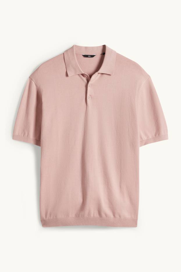 Bărbați - Tricou polo din tricot - regular fit - roz