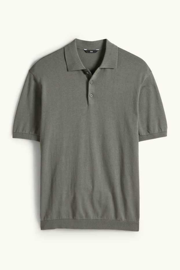 Bărbați - Tricou polo din tricot - regular fit - kaki