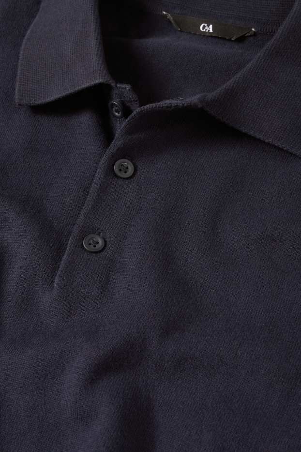 Bărbați - Tricou polo din tricot - regular fit - albastru închis