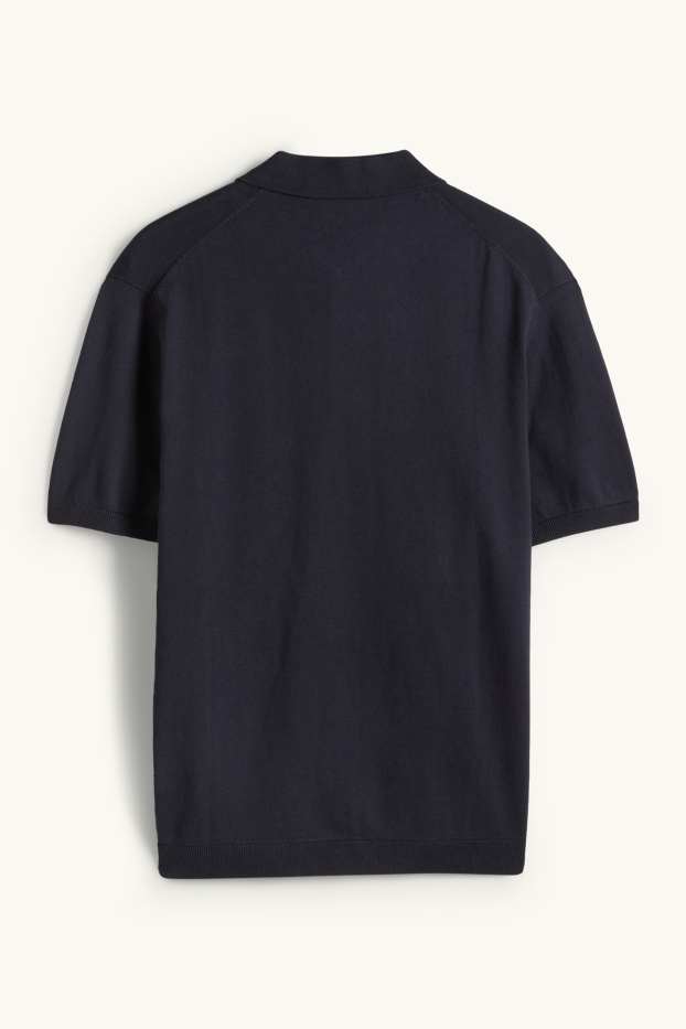 Bărbați - Tricou polo din tricot - regular fit - albastru închis