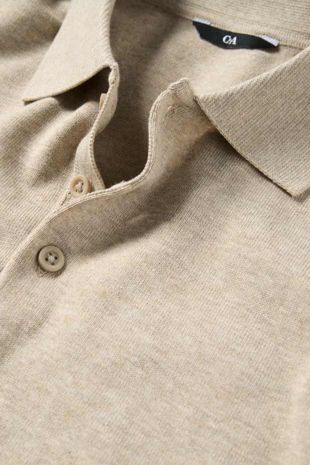 Bărbați - Tricou polo din tricot - regular fit - bej deschis