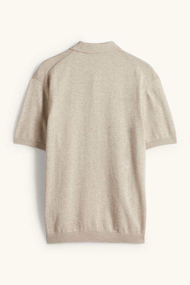 Bărbați - Tricou polo din tricot - regular fit - bej deschis