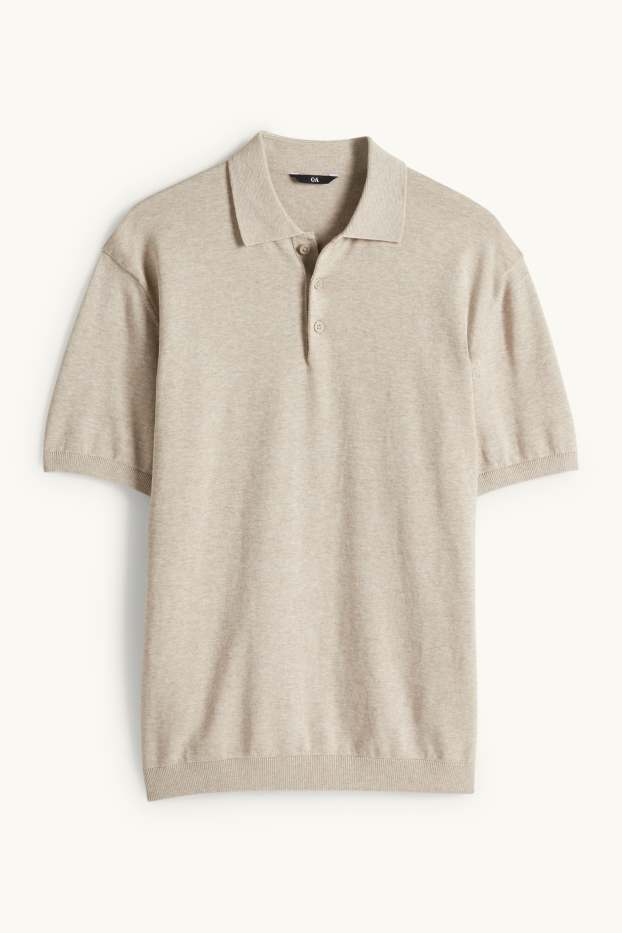 Bărbați - Tricou polo din tricot - regular fit - bej deschis