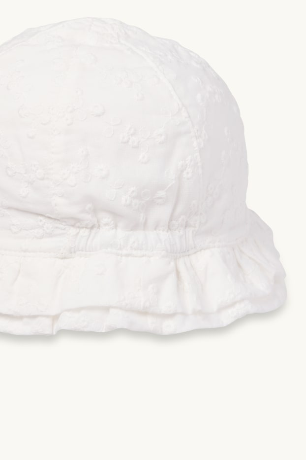 Bébés filles - Bob pour bébé - broderie anglaise - blanc