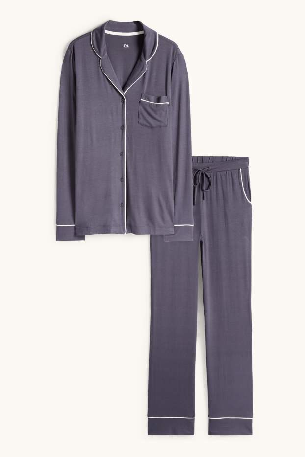 Damen - Viskose-Pyjama - dunkelblau