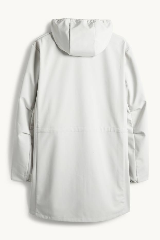 Femei - Palton din softshell cu glugă - rezistent la apă - 4 Way Stretch - gri deschis