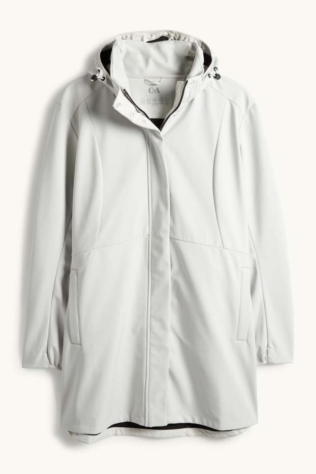 Femei - Palton din softshell cu glugă - rezistent la apă - 4 Way Stretch - gri deschis