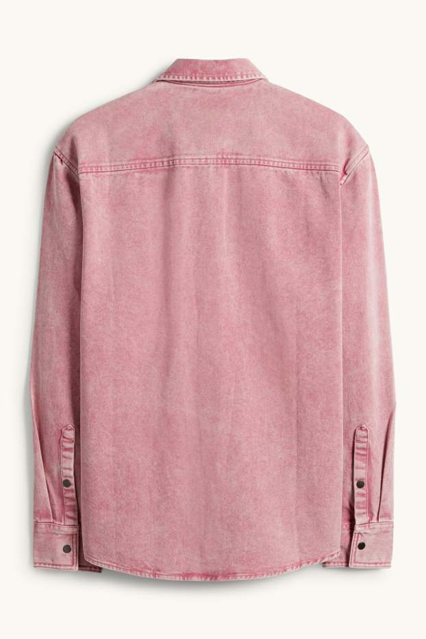 Herren - Jeanshemd - Relaxed Fit - Kent - dunkelrosa