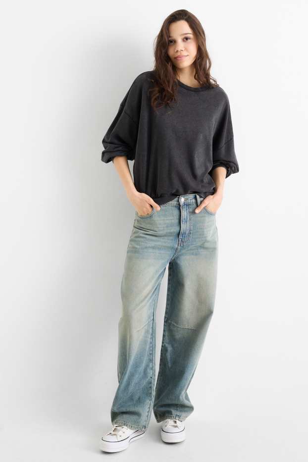 Damen - Balloon Jeans - Mid Waist - helljeansblau