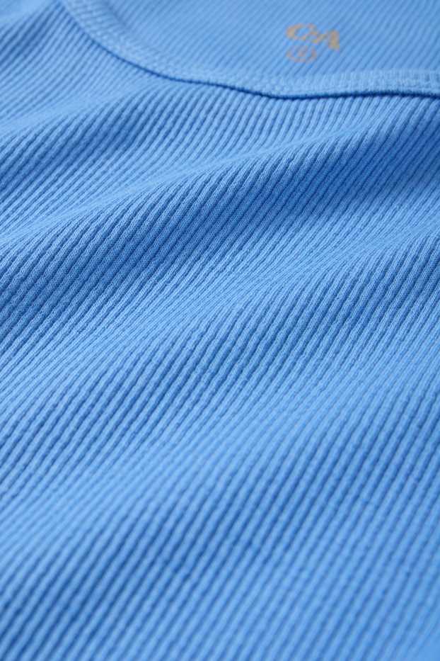 Femmes - T-shirt - slim fit - finition côtelée - bleu