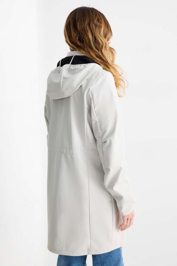 Femmes - Veste à coquille souple avec capuche - finition déperlante - 4 Way Stretch - gris clair