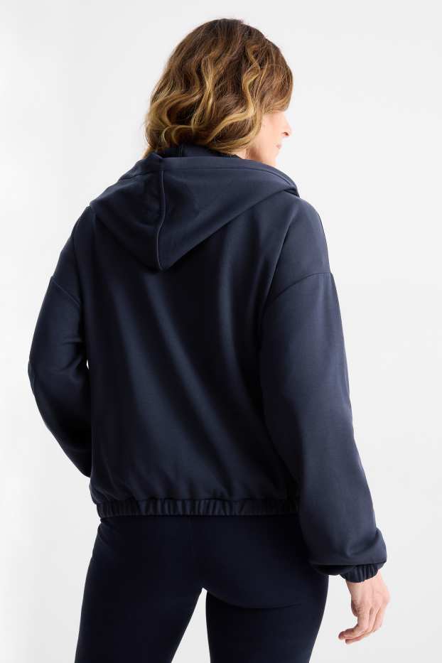 Femei - Hanorac cu fermoar și glugă - albastru închis