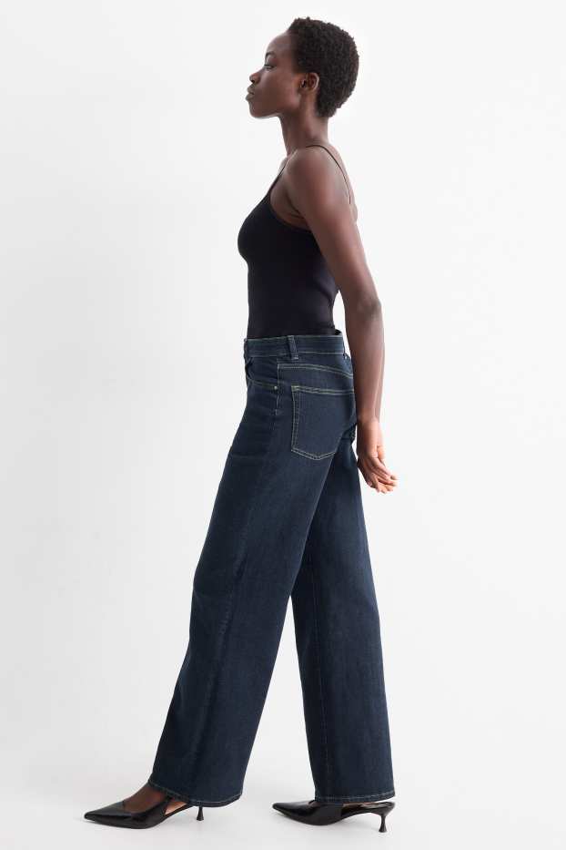 Femmes - Wide leg jean - mid waist - jean bleu foncé