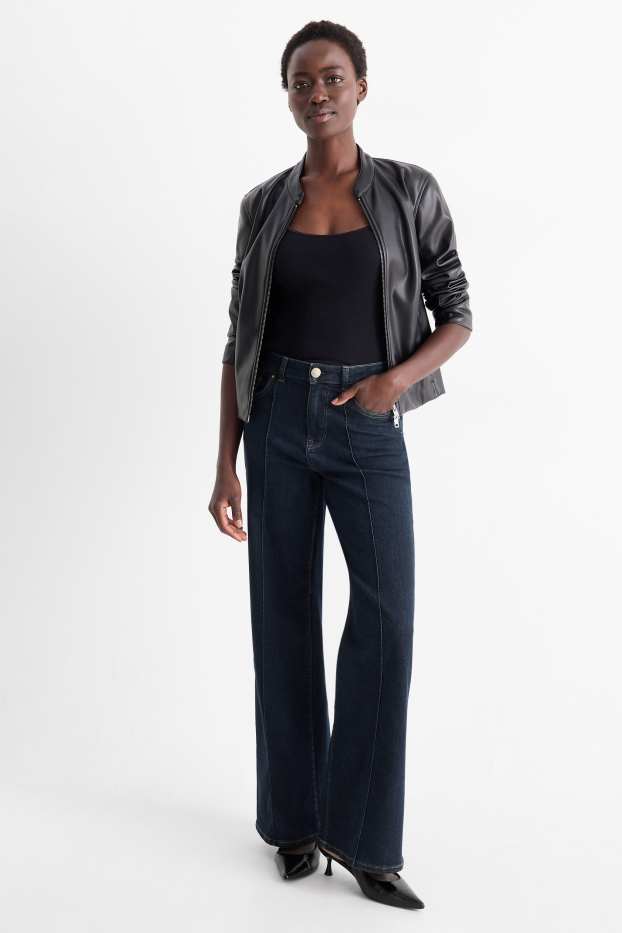 Femmes - Wide leg jean - mid waist - jean bleu foncé