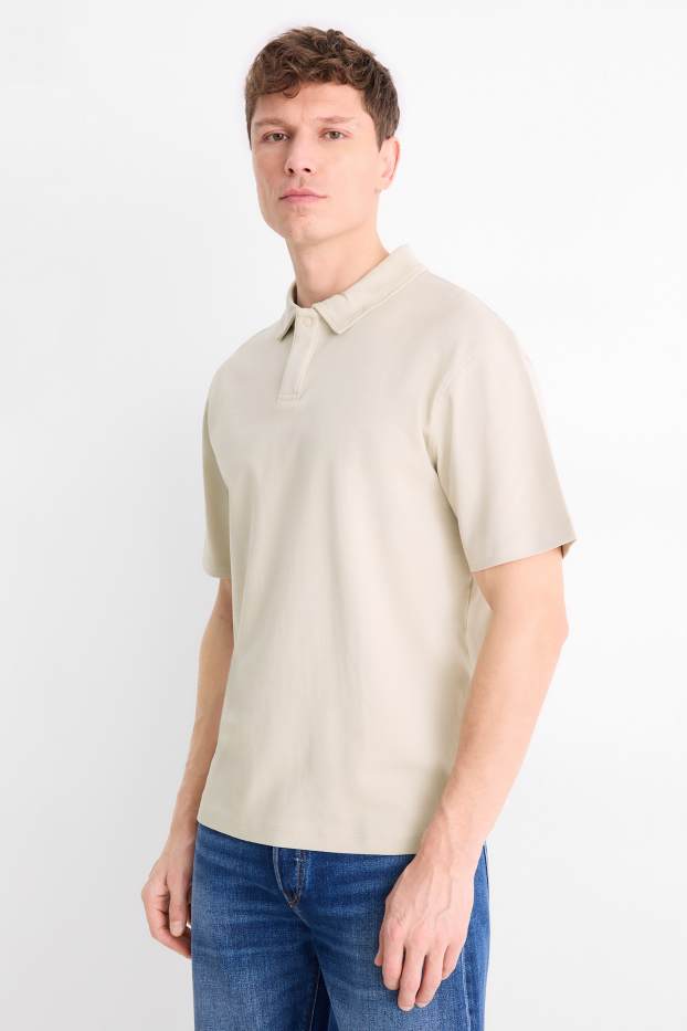 Heren - Poloshirt - relaxed fit - beige