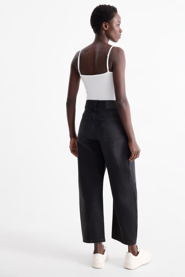 Damen - Barrel Jeans - High Waist - dunkeljeansgrau