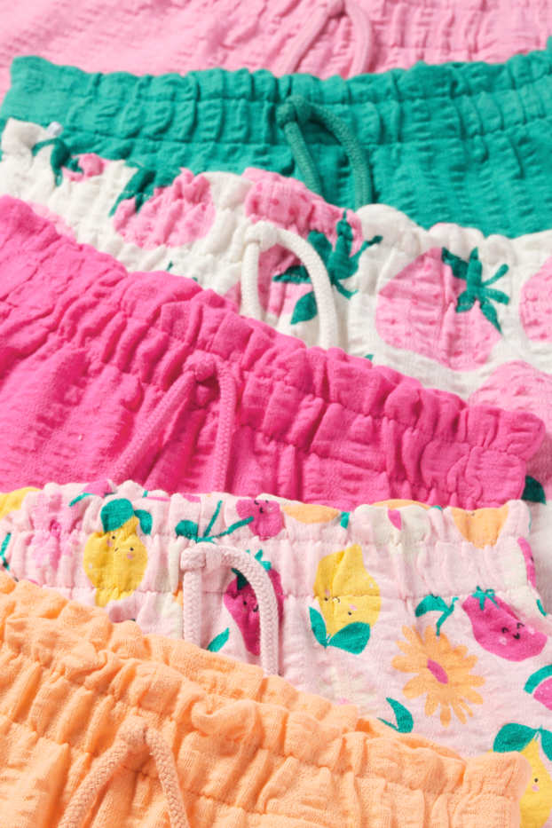 Kinderen: meisjes - Set van 6 - fruit - short - met structuur - gekleurd