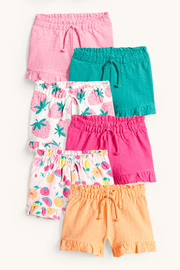 Kinderen: meisjes - Set van 6 - fruit - short - met structuur - gekleurd