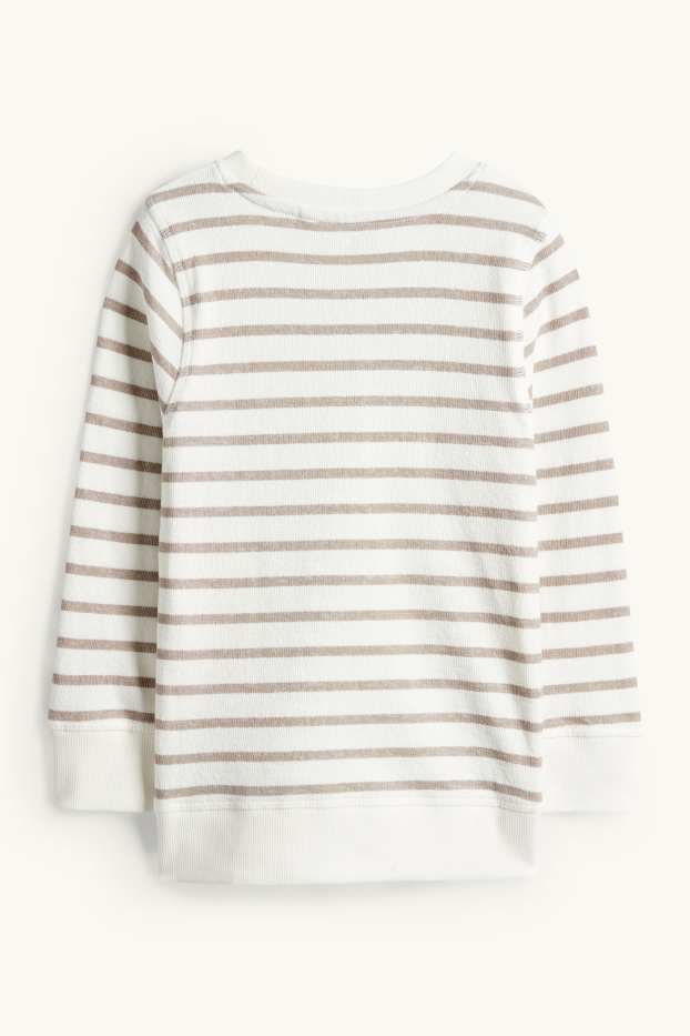 Děti - chlapci - Mikina - žebrovaná - pruhovaná - béžová