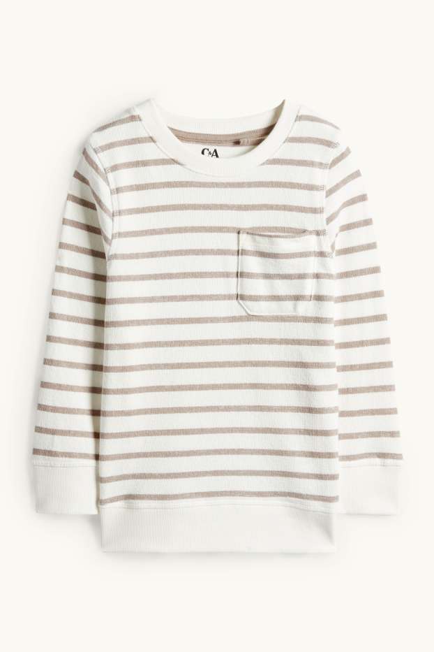 Děti - chlapci - Mikina - žebrovaná - pruhovaná - béžová