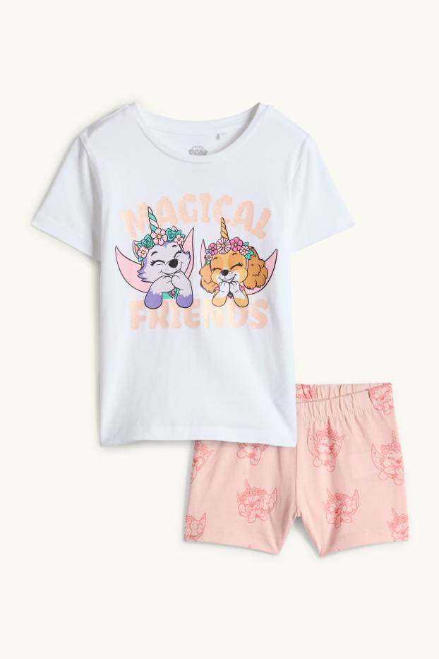 Children Girls - PAW Patrol - Skye and Everest - short pyjamas - 2 piece - white / rose