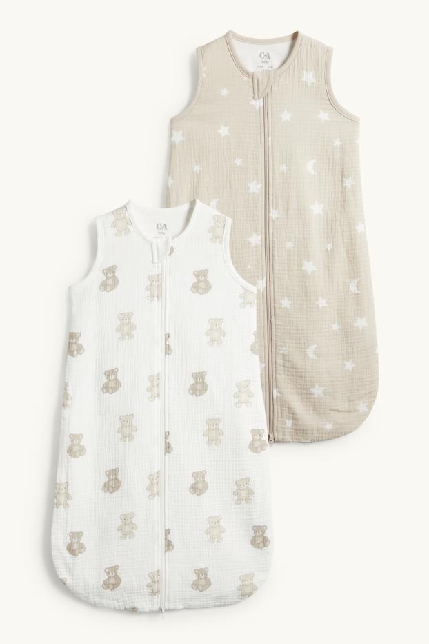 Unisexe - Lot de 2 - teddy bear - gigoteuse bébé - 6 à 18 mois - blanc / beige