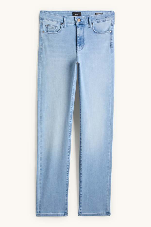 Women - Straight jeans - mid-rise waist - denim-light blue