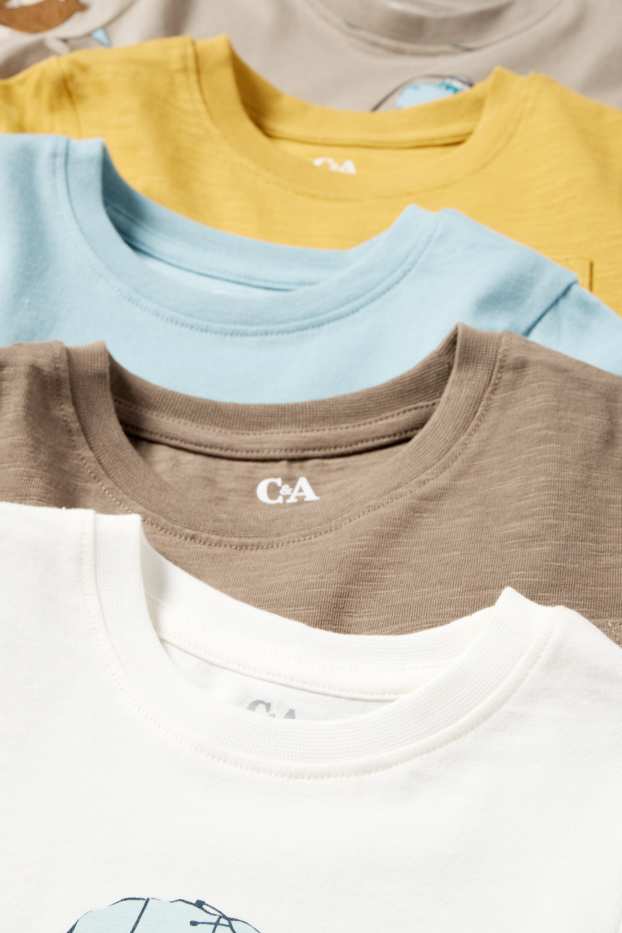 Děti - chlapci - Multipack 5 ks - tygři, medvědi a dinosauři - tričko s krátkým rukávem - bílá/béžová