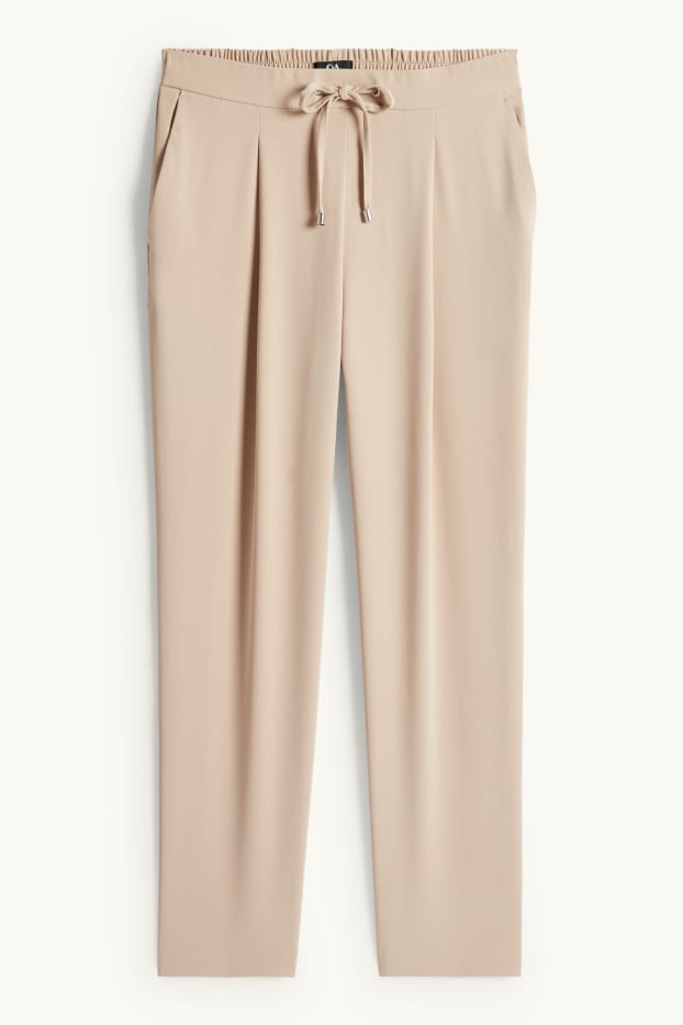 Femmes - Pantalon de toile - mid waist - tapered fit - beige