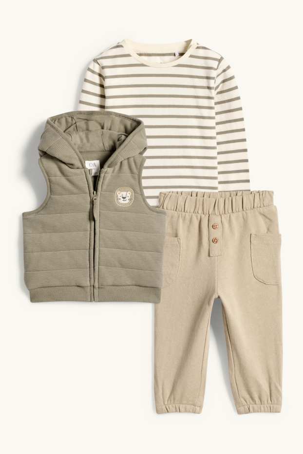 Miminka - chlapci - Lev - outfit pro miminka - 3dílný - khaki