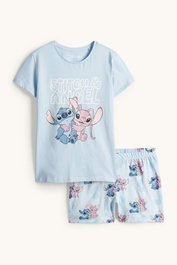 Enfants filles - Lilo & Stitch - pyjashort - 2 pièces - rose pâle / bleu clair