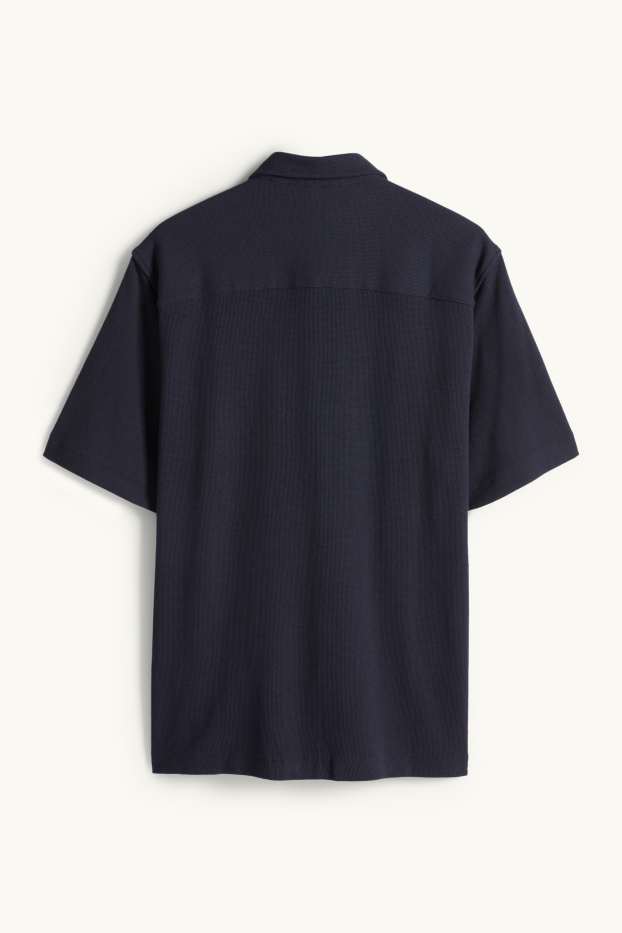 Home - Camisa - regular fit - Kent - texturada - blau fosc