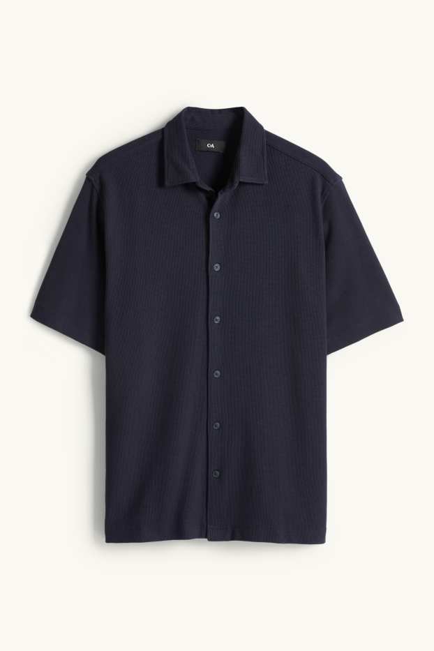 Home - Camisa - regular fit - Kent - texturada - blau fosc