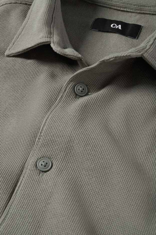 Home - Camisa - regular fit - Kent - texturada - verd fosc