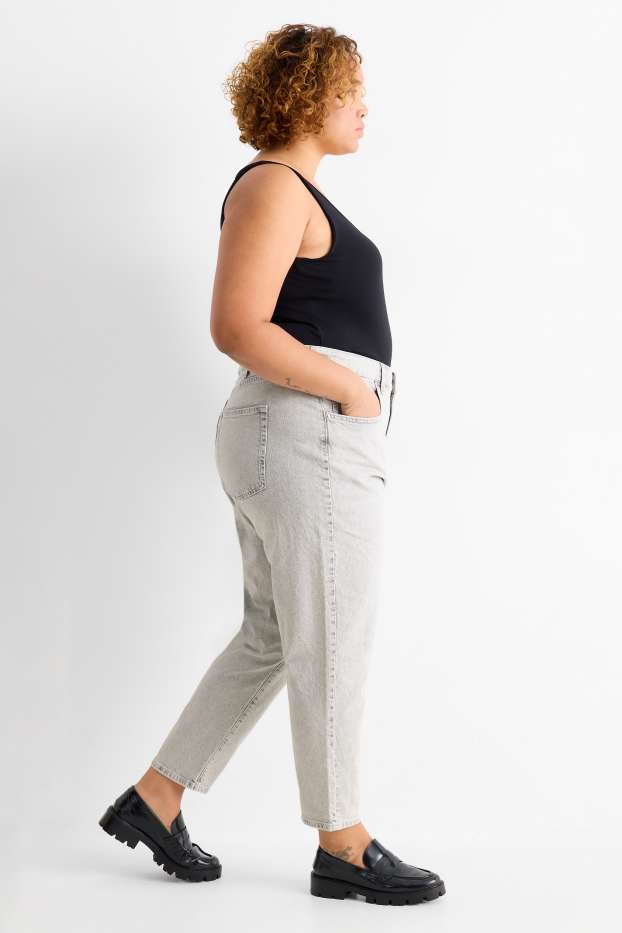 Damen - Mom Jeans - High Waist - LYCRA® - helljeansgrau