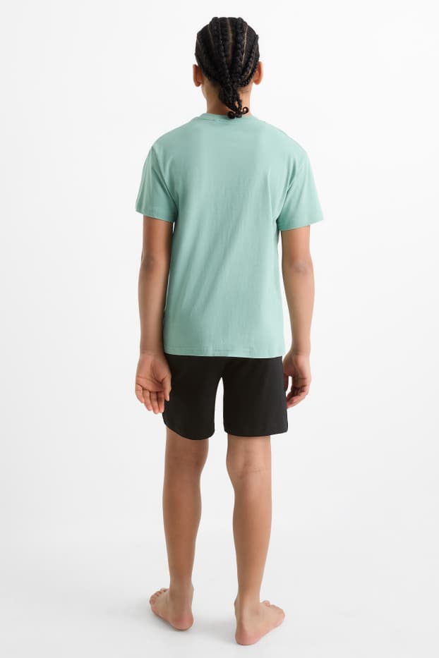 Kinder Buben - Fall Guys - Shorty-Pyjama - 2 teilig - mintgrün