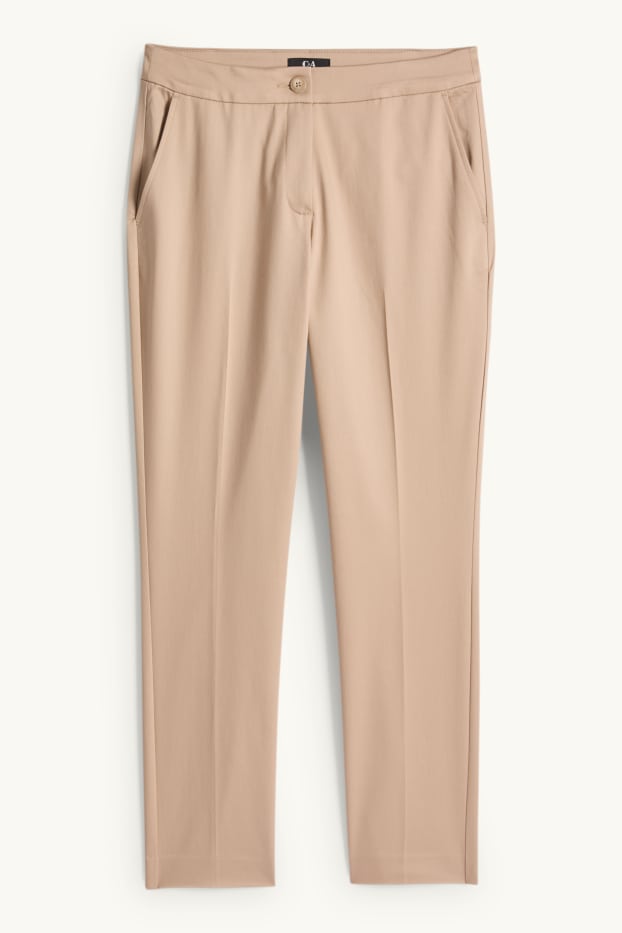 Women - Cloth trousers - mid-rise waist - slim fit - beige