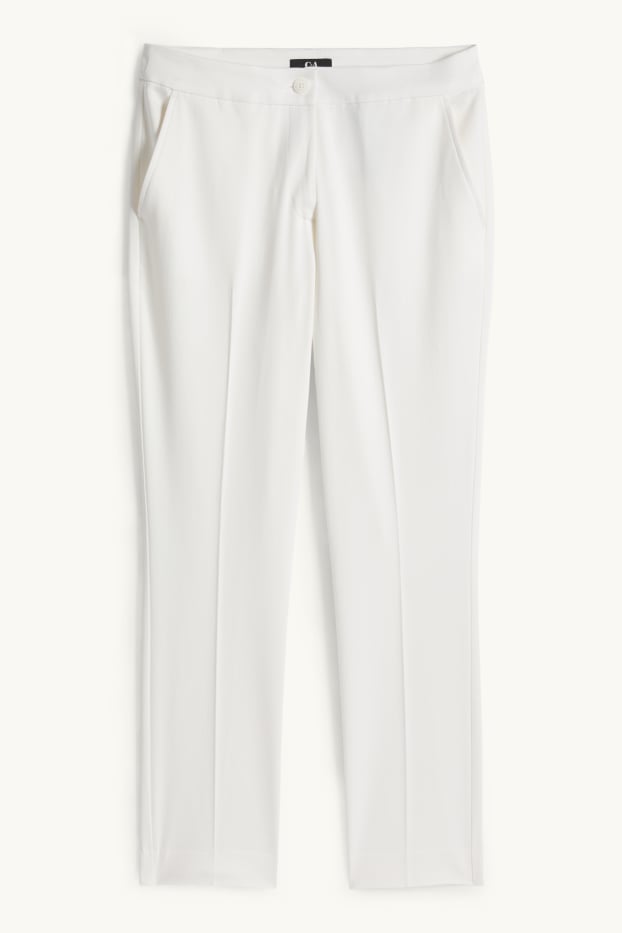 Damen - Stoffhose - Mid Waist - Slim Fit - weiss