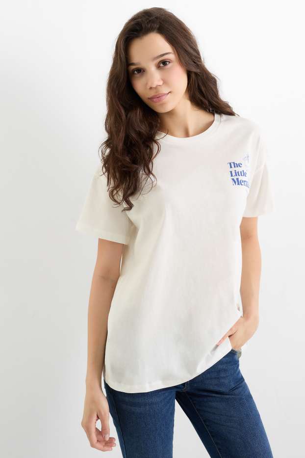 Dames - T-shirt - oversized - Ariel - wit / blauw