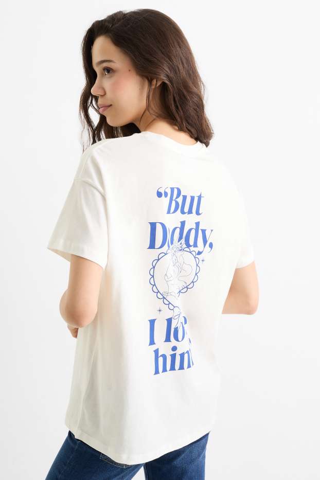 Dames - T-shirt - oversized - Ariel - wit / blauw